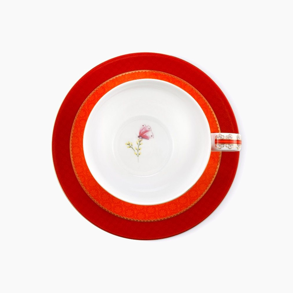 Φλυτζάνι και πιατάκι για Cappuccino Blushing Birds Red