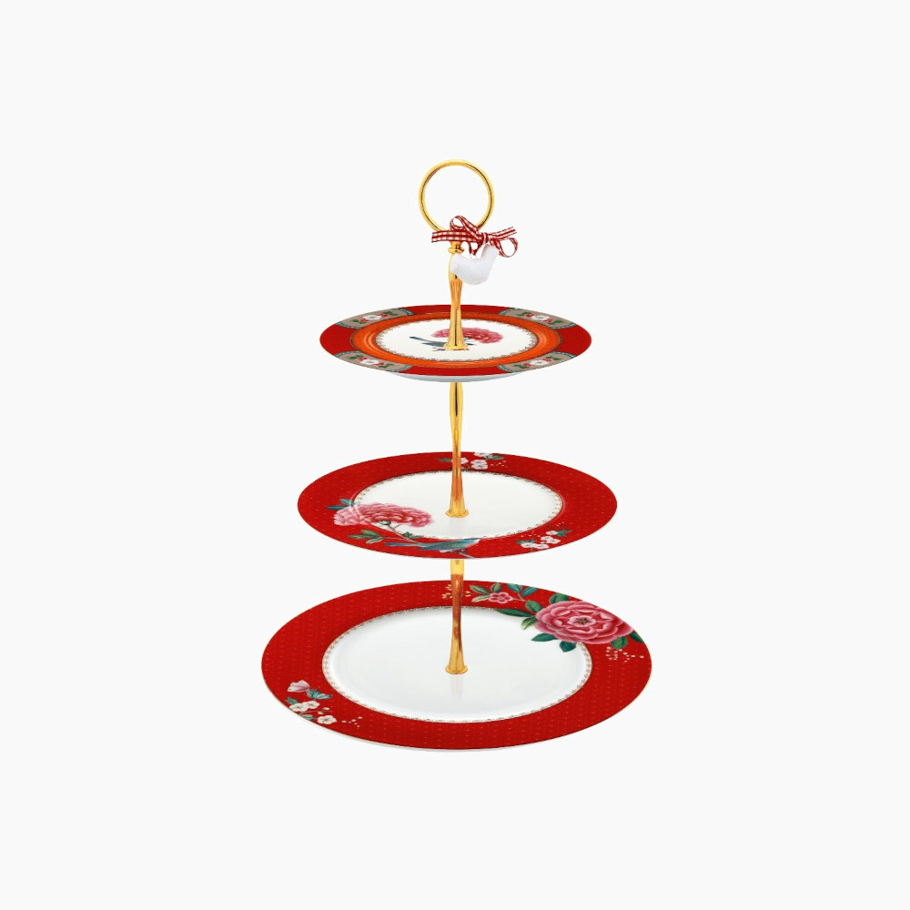 Βάση για τούρτες 3 επιπέδων Blushing Birds Red