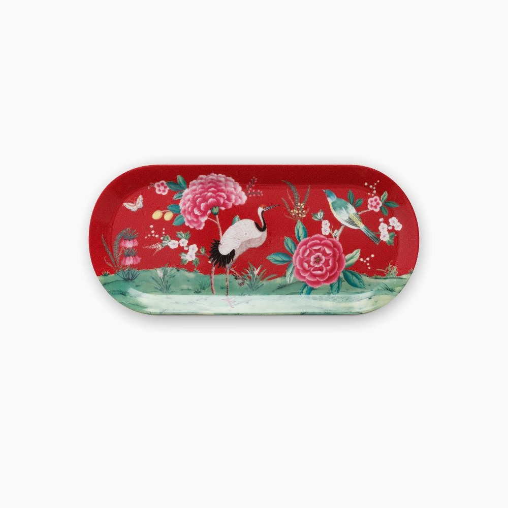 Ορθογώνια πιατέλα για κέικ Blushing Birds Yellow 34 cm