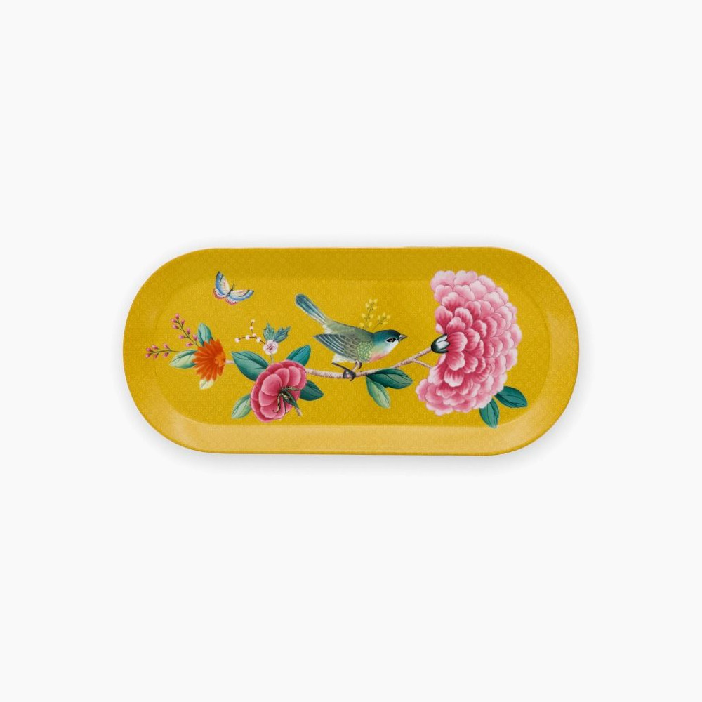 Ορθογώνια πιατέλα για κέικ Blushing Birds Yellow 34 cm