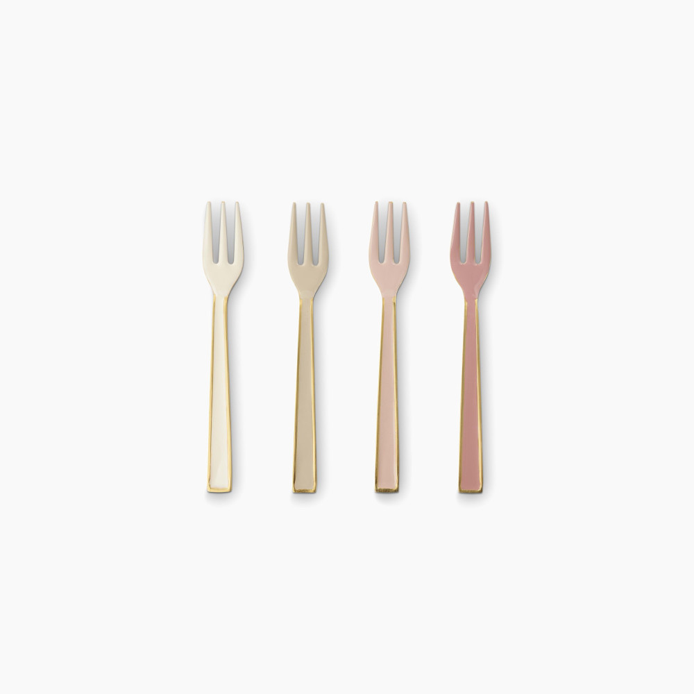 Πιρούνια για κέικ Spring to Life Enamel Off White/Pink (Σετ 4 τεμαχίων)