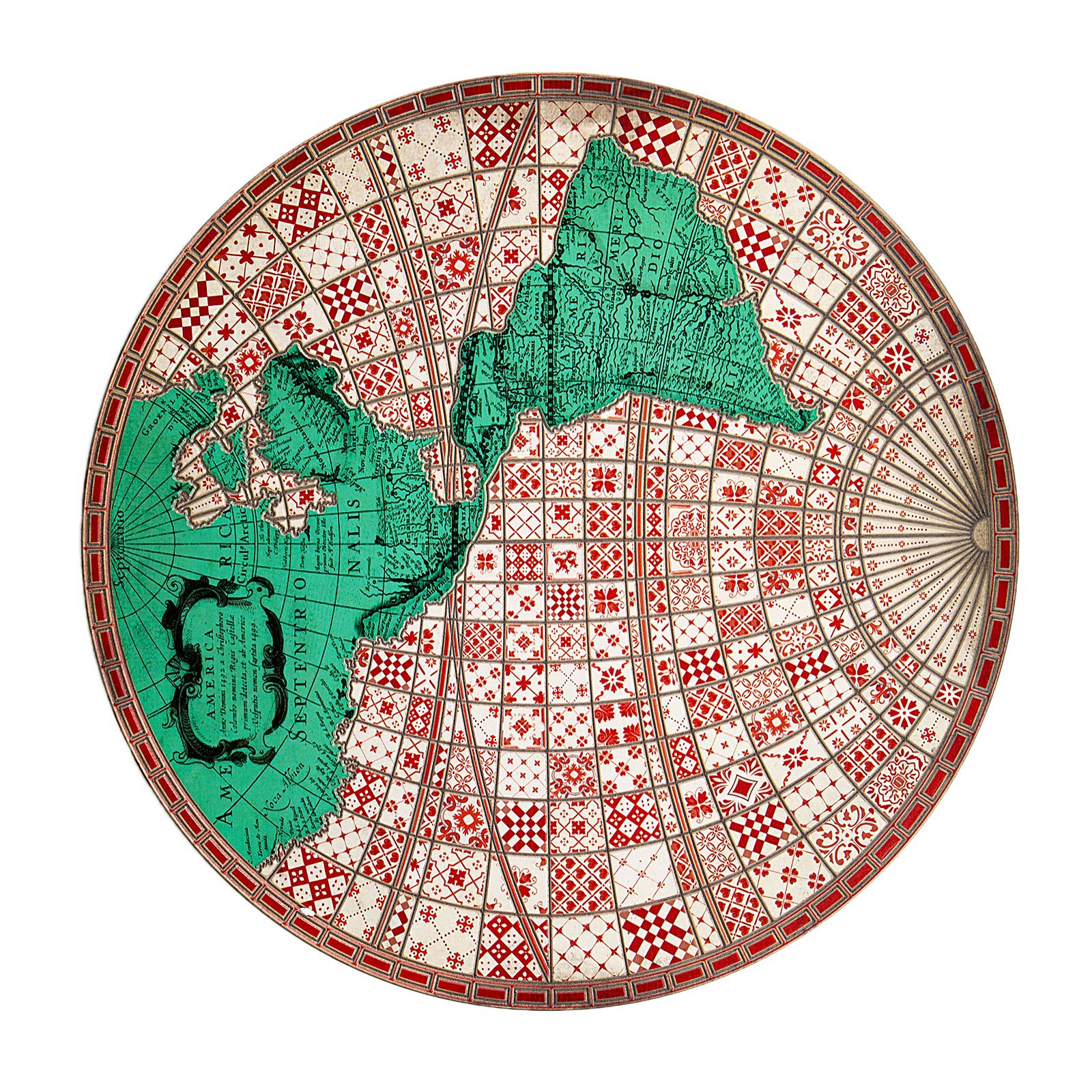 Supergreens Πίνακας Χάρτης Στρογγυλός "States" Πράσινος Ø93 εκ.