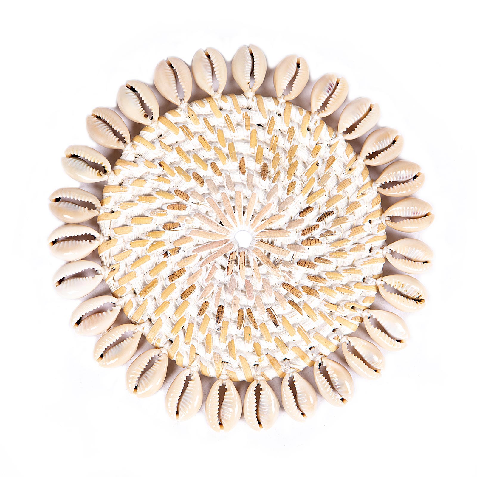 Supergreens Σουβέρ Κοχύλια Ρατάν Λευκό Ø10 εκ.