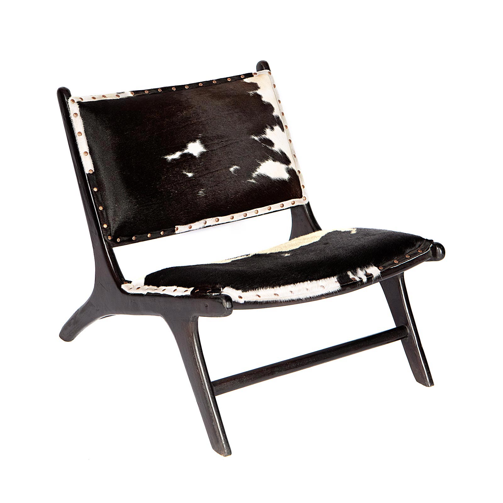 Supergreens Καρέκλα Lounge Δερμάτινη Teak Αγελάδα 81x65x72 εκ.