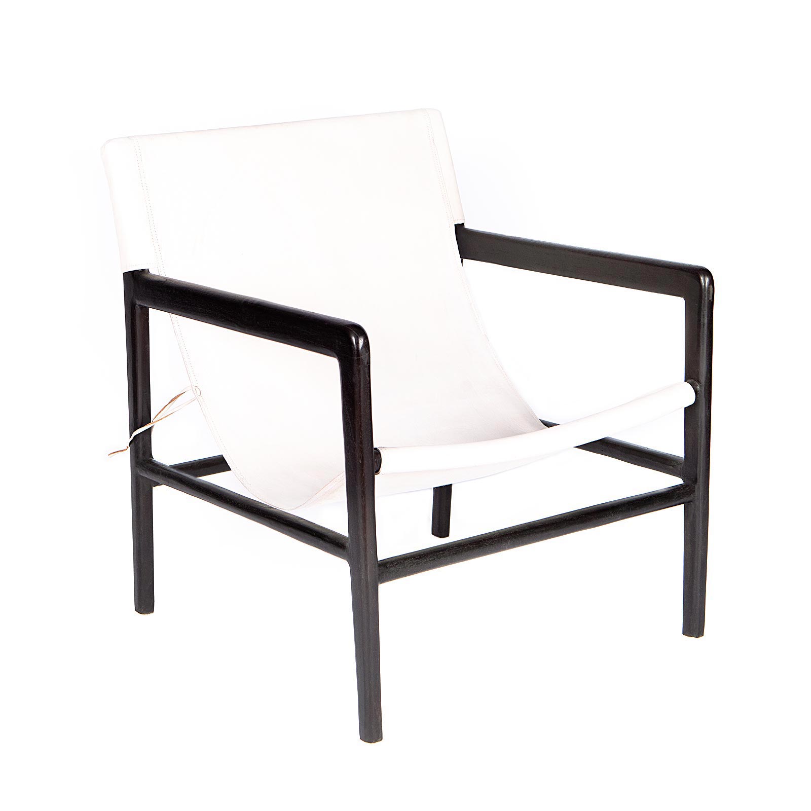 Supergreens Πολυθρόνα Δερμάτινη Teak Λευκή 63x70x88 εκ.