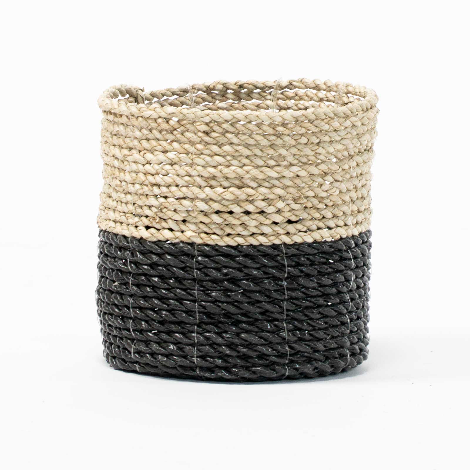 Supergreens Καλάθι πλεκτό  "Grass"  Φυσικό & Μαύρο 16x16x15 εκ.