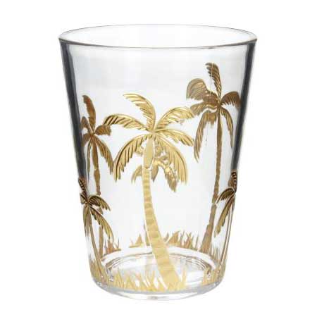 Supergreens Ποτήρι Νερού Πλαστικό Φοίνικες Χρυσό 9,3x9,3x12 εκ.