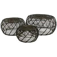 Supergreens Τραπέζι Ρατάν Μαύρο Σετ/3 57x57x30 εκ.