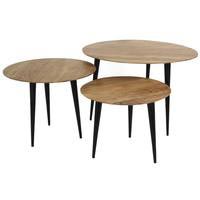 Supergreens Τραπέζι Ξύλινο Καφέ Σετ/3 70x70x45 εκ.