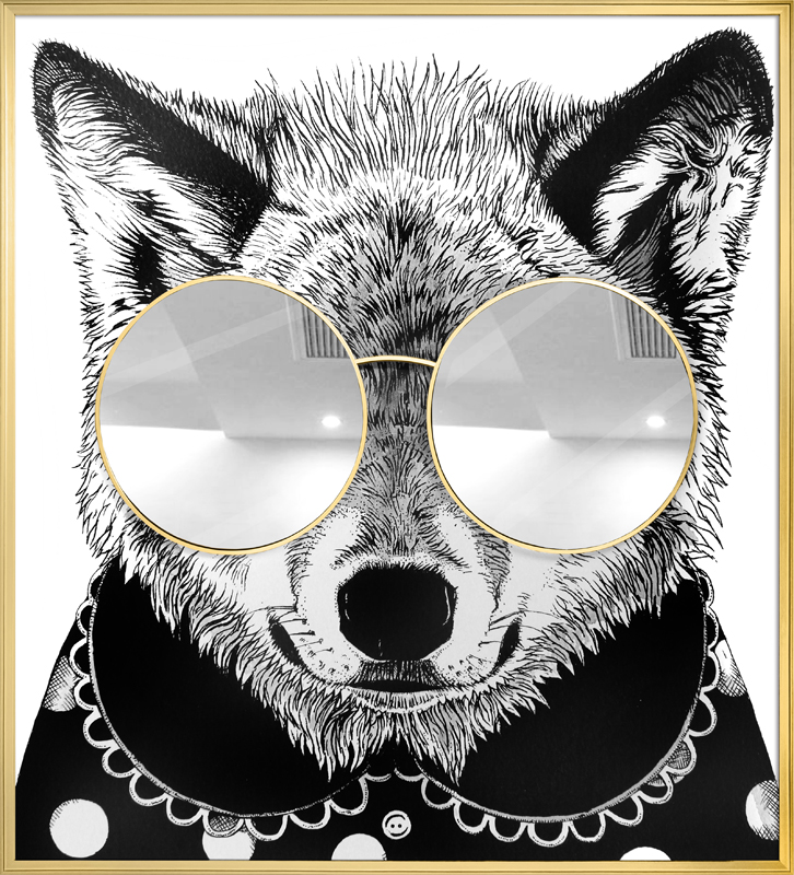 Supergreens Πίνακας "Racoon Thug Life" με ασημί καθρέφτη MDF/Καμβάς 118x130 εκ.