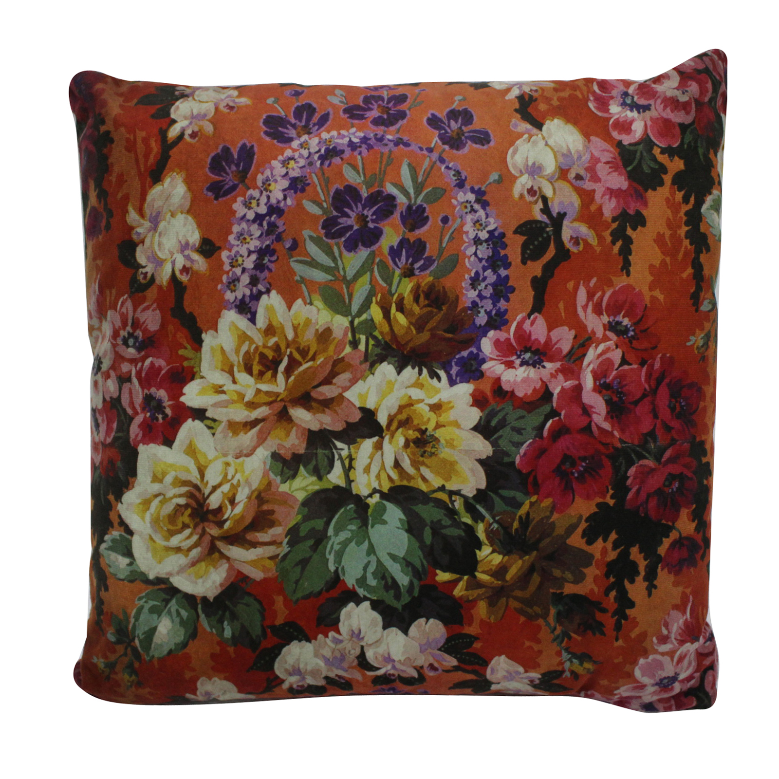 Supergreens Μαξιλάρι Βελούδινο Orange Floral 45x45 εκ.