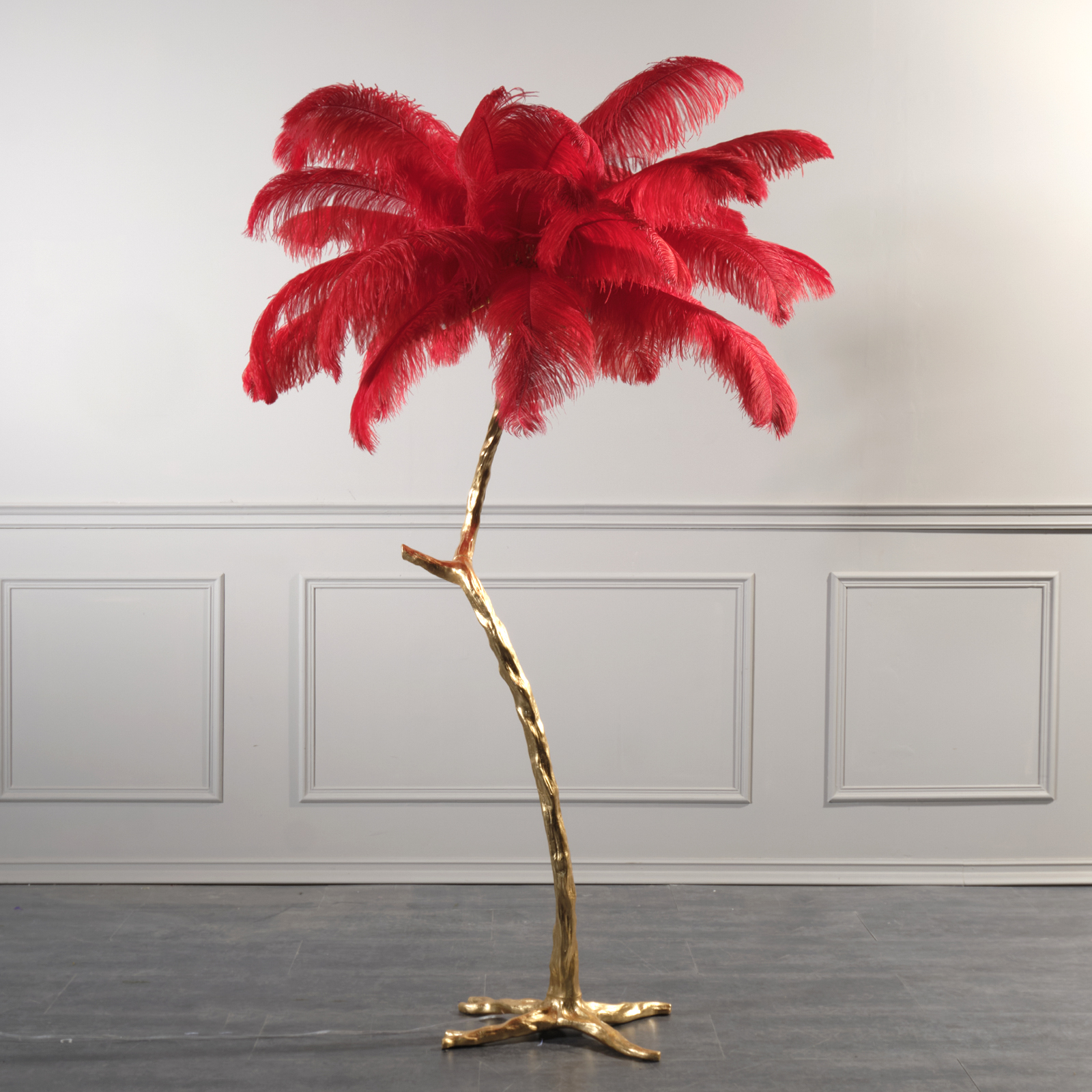 Supergreens Φωτιστικό Επιδαπέδιο ''Ostrich'' Κόκκινο/Χρυσό 170 εκ.