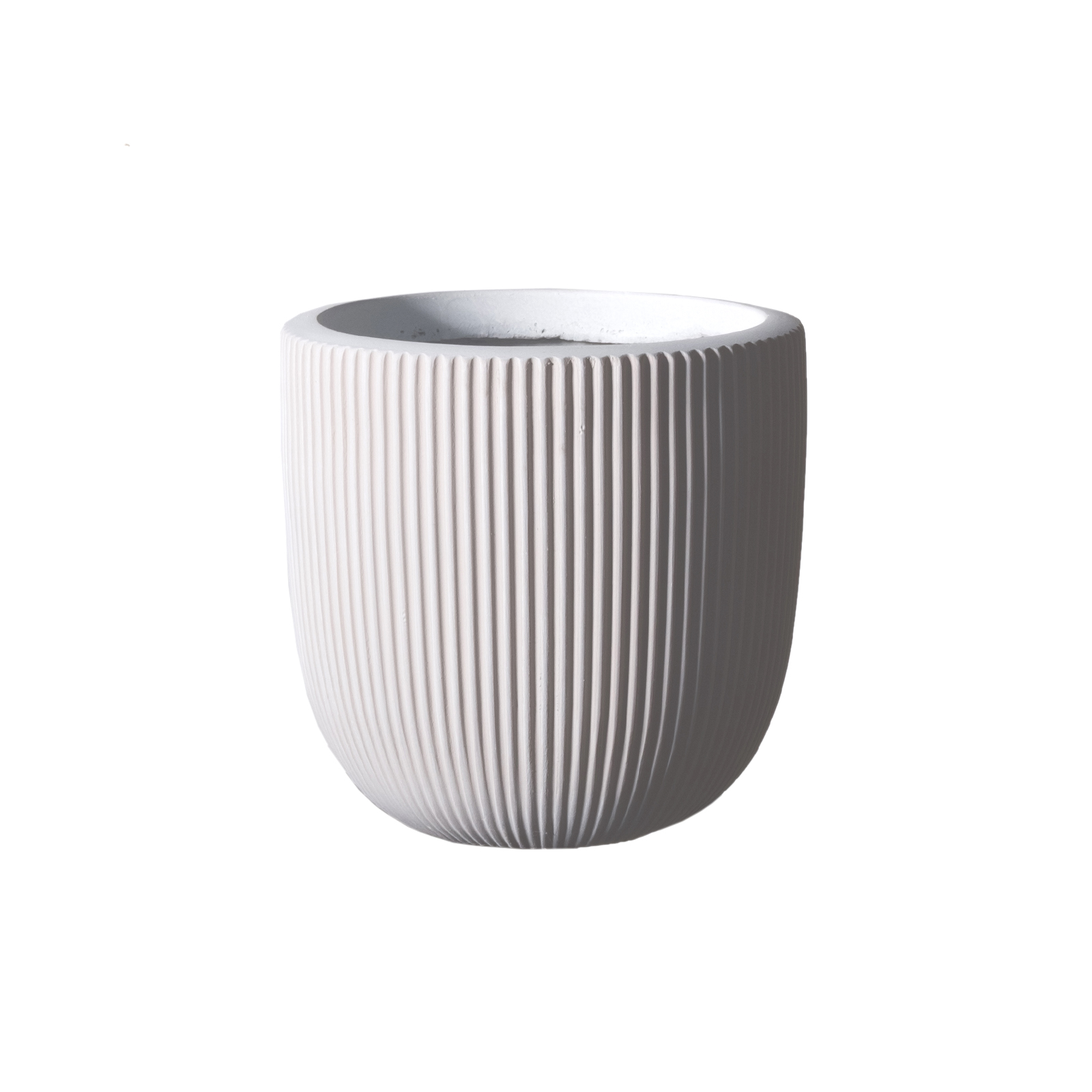 Supergreens Γλάστρα Πήλινη Στρογγυλή ''Stripe'' Λευκή S 24x24x23 εκ.