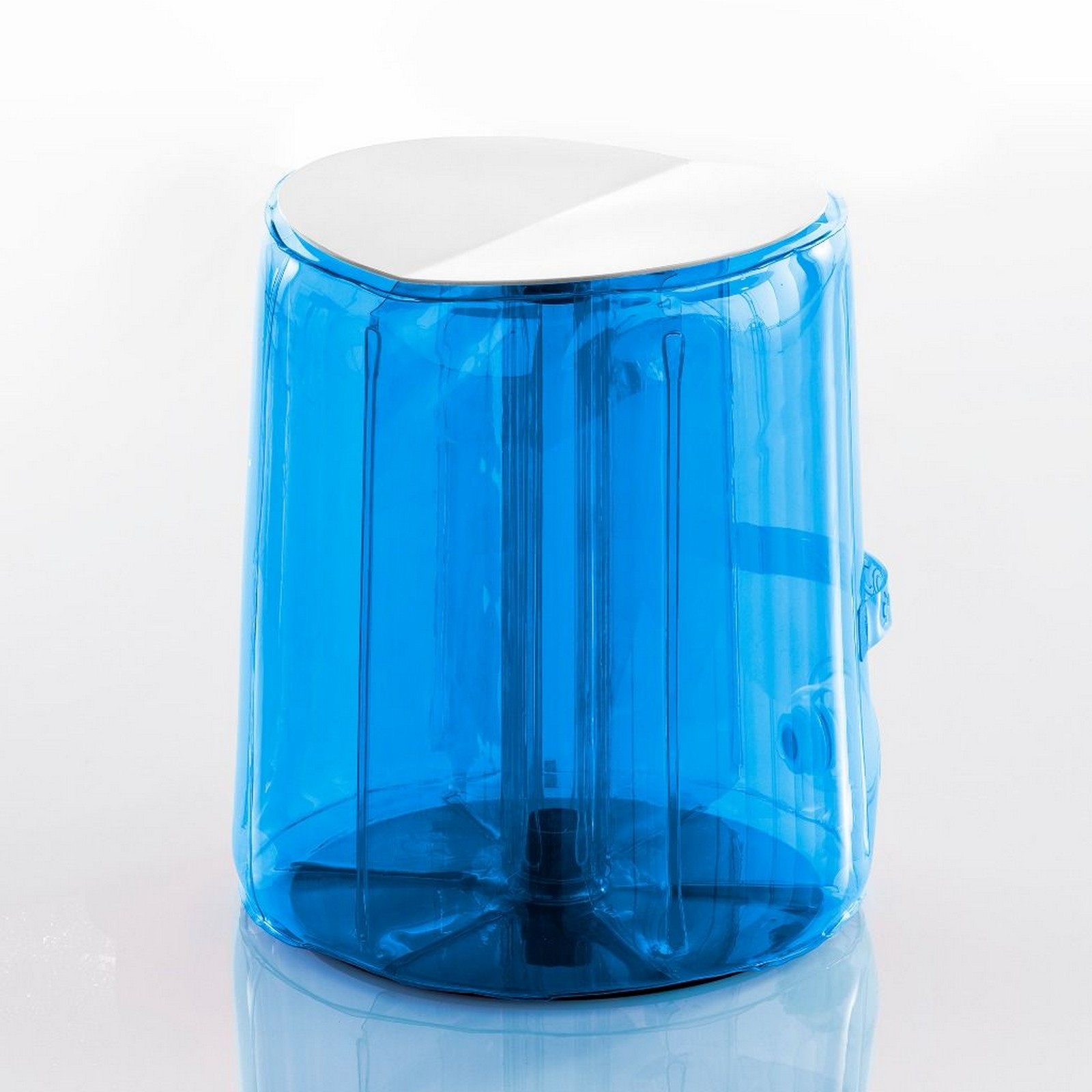 Supergreens Βοηθητικό Τραπέζι ''Helly'' Eko με Table Top Ανοξείδωτο Crystal Μπλε 33x33x45 εκ.