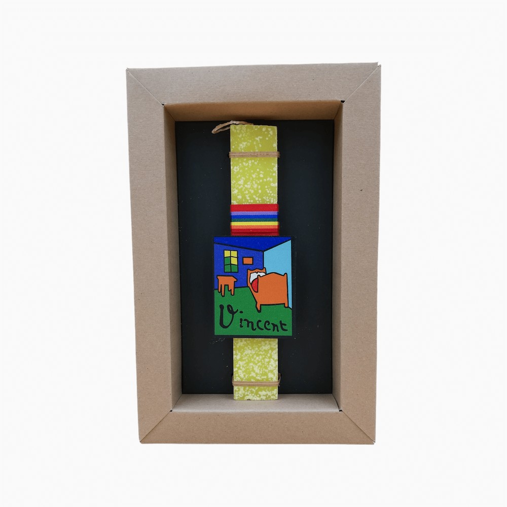 Yellow Candle with Vincent Van Gogh Magnet