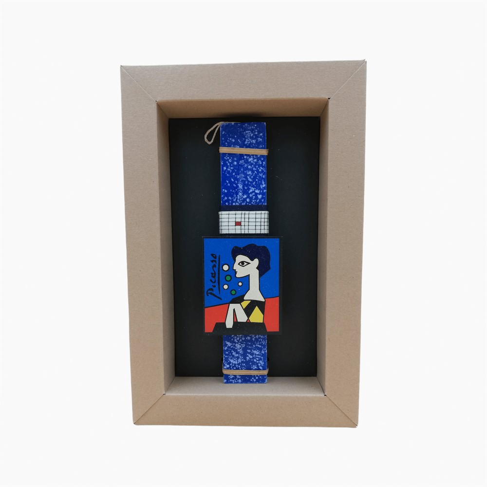 Blue Candle with Picasso Magnet
