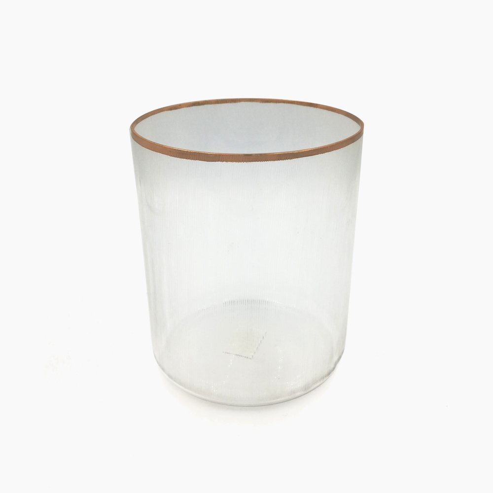Glass Candle Holder with Gold Rim