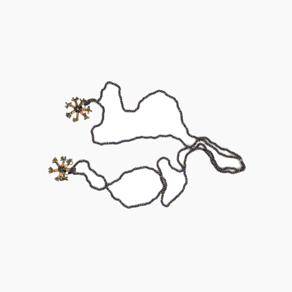 Purple Necklace with Double Gold Metallic Elements